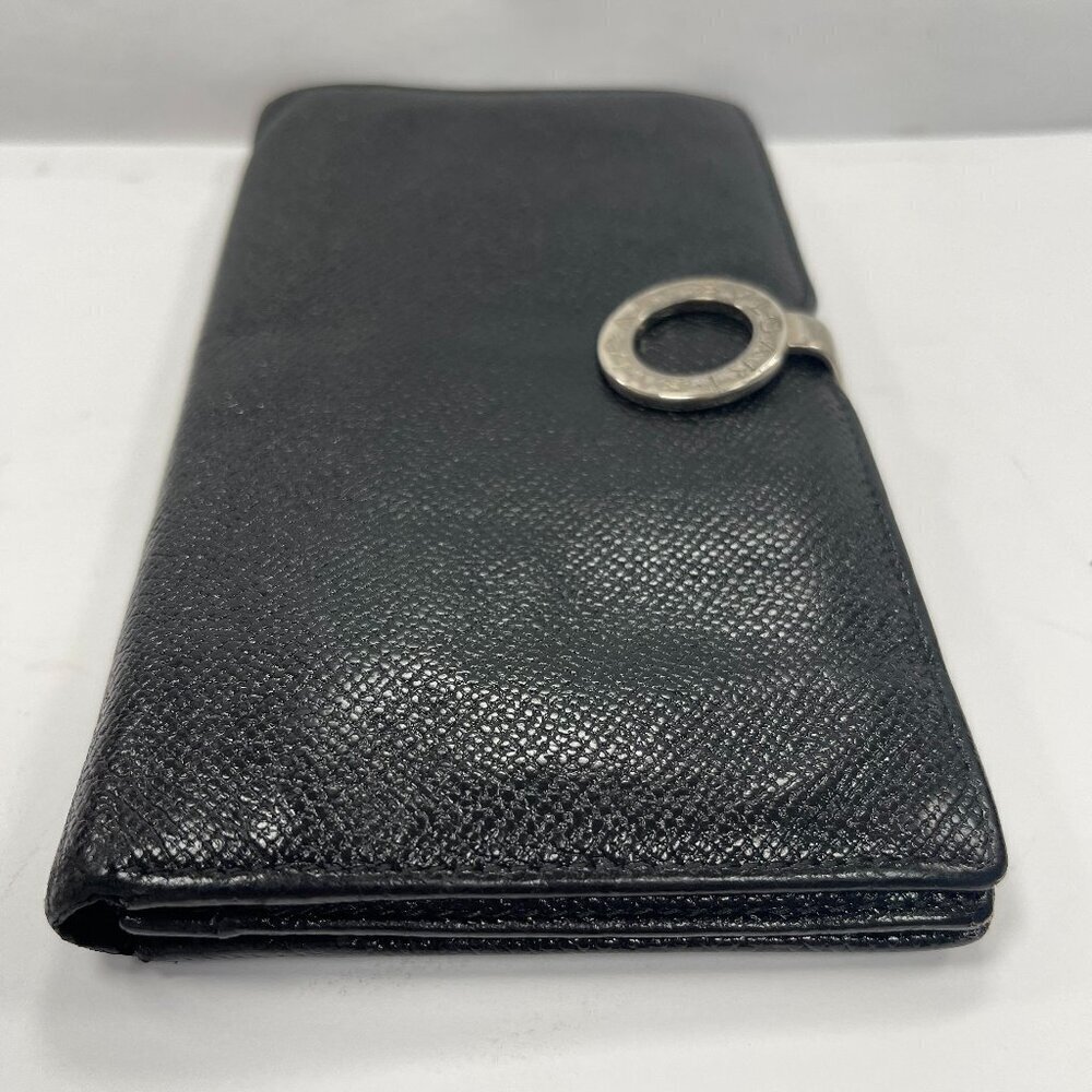 Bvlgari Black Leather Bifold Long Wallet - Preowned